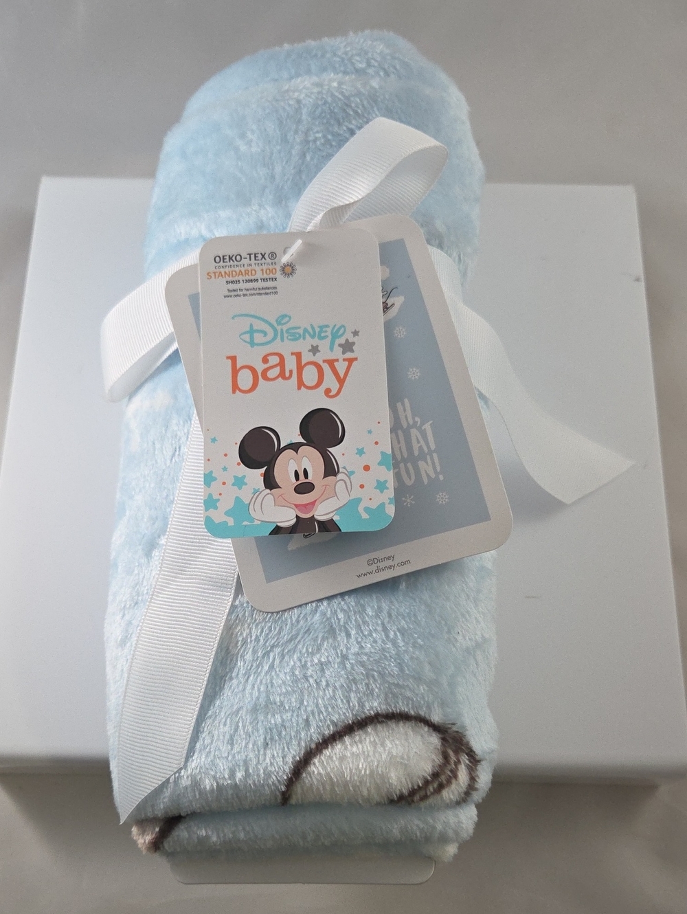 Disney Baby Plush Light Blue Mickey Mouse Blanket